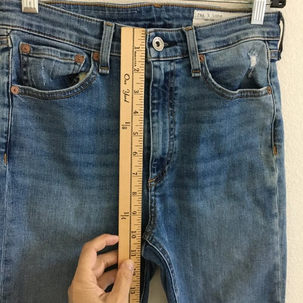 rag & bone NINA High-Rise Ankle Skinny Womens 27 Blue Denim Jean Stretch